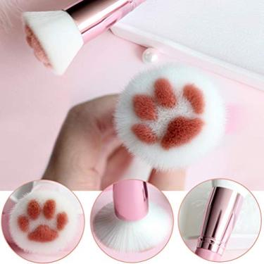 Imagem de ZJchao Brush de Maquiagem de Gato Fofo Profissional Kabuki Brush & Bush Bush Bristles Macios para o Corretivo de Blush Em pó de Fundação Com Fibra Antibacteriana para Aniversários (b)