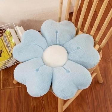 Imagem de Almofada Decorativa em Forma de Flor – Travesseiro Macio e Fofo para Sofá, Cama, Dormitório ou Assento de Chão (Azul, 50x50cm)