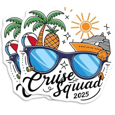 Imagem de Ímãs de esquadrão de cruzeiro 2025 - Lembrança de férias - Beach Mag - Escape tropical - lembrança de viagem - decoração de palmeira - ímãs náuticos - pacote com 2 - 5 polegadas - Feito nos EUA