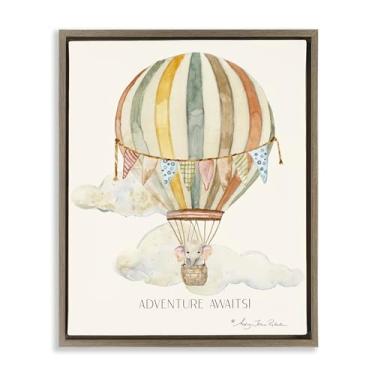Imagem de Stupell Industries Adventure Awaits Soft Balloon Brown Framed Floater Canvas Wall Art Design por Audrey Jeanne Roberts, 80 x 63 cm