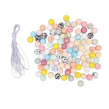 Imagem de 100pcs contas de silicone coloridas 15 mm DIY Burso grande redondo contas de artesanato para pulseiras Brincos de joalheria Fazendo crianças adultos Projetos de arte