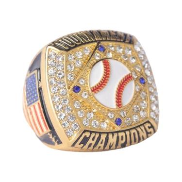 Imagem de TOPSPORTSJEWELRY Pacote com 12 peças Gold Champions Silver Finalist Baseball Championship Trophy Ring Baseball Awards for Teams, Baseball Players Awards Tamanho 9 (pacote com 12 Campeões)