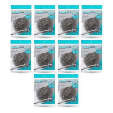 Imagem de Kit Com 10 Esponjas Multiuso P Aço Inox Gourmet Mix