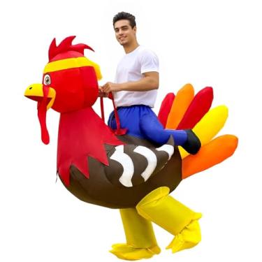 Imagem de AerWo Fantasia inflável de peru de Ação de Graças para adultos, soprador embutido para homens e mulheres, traje de festa de Ação de Graças, fantasia engraçada de peru