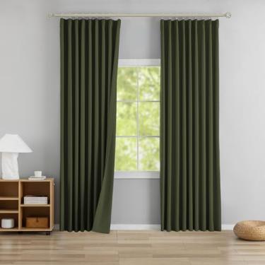 Imagem de DONREN Cortinas blackout plissadas Olive Pinch com aba traseira 101,6 cm L x 243,8 cm C