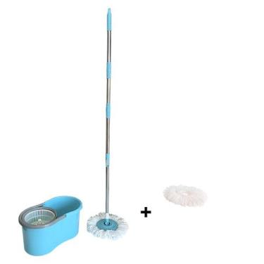 Imagem de Mop Giratório Com Rodinha Cabo Longo 1,50 Mts Com 2 Refil Limpeza Mult