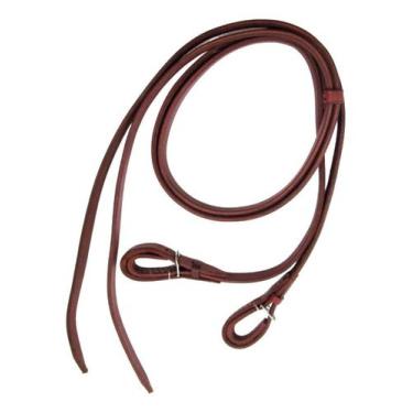 Imagem de Rédea Havana De Couro Aberta 1,75m Reforçada Para Cavalos - Couros All