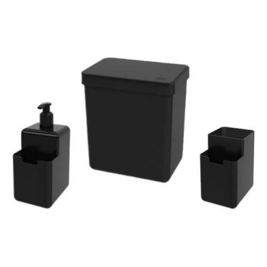 Imagem de Lixeira 2,5 L C/ Tampa + Porta Detergente + Escorredor Talher - Coza, 