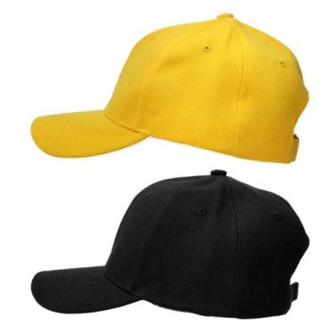 Imagem de Kit Boné 2 Unidades Ajustável Aba Curva Adulto Unissex Simples Preto e