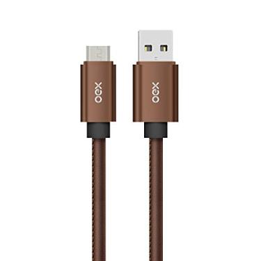 Imagem de Cabo Ristretto Micro USB em couro OEX CC300-1m - Café