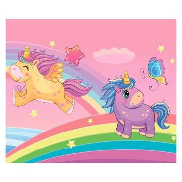 Imagem de Papel de Parede Adesivo Infantil Unicórnio Rosa Bebe Quarto Menina - 5