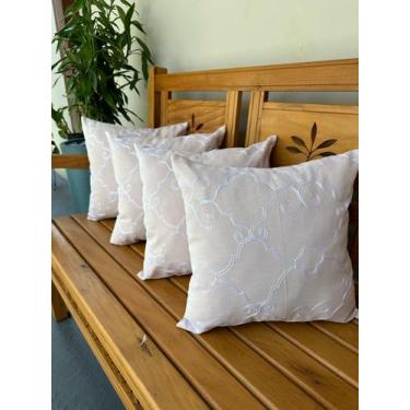 Imagem de Kit 4 Capa de Almofadas Decorativas Super Luxo Bordadas 43cm x 43cm pa
