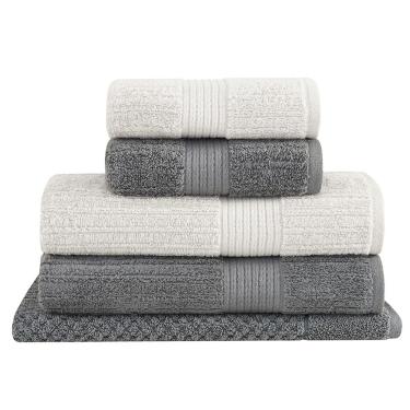 Imagem de Jogo Toalhas Banhão Buddemeyer 5p Fio Penteado Cinza 0130