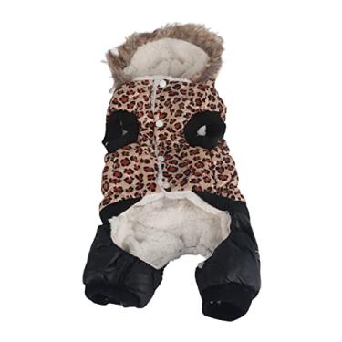 Imagem de GLOGLOW Roupas de inverno com estampa de leopardo para cães, roupas para animais de estimação evitam a perda de cabelo clássico engrossado quente para cães médios G