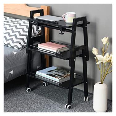 Imagem de Suporte de impressora para mesa, suporte de impressora de 3 camadas, suporte para laptop com quatro rodas universais, comporta até 50 kg, carrinho de impressora de mesa de quatro cores (cor: preto)