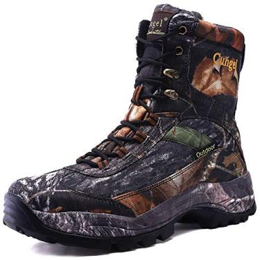 Imagem de Botas masculinas camufladas de caça da Cungel, botas de caminhada impermeáveis ao ar livre, botas táticas de cano alto, botas de combate de escalada de pesca respirável, 002-black, 7.5