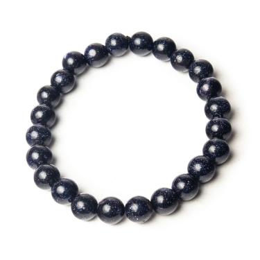 Imagem de Pulseira Bolinha Pedra Estrela Azul Natural 8mm Fio Silicone