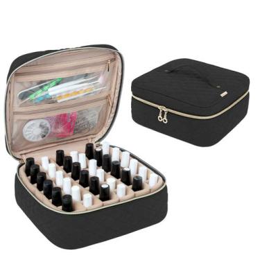 Imagem de Bolsa de transporte de esmaltes Yarwo contém 36 frascos de 15 ml preto