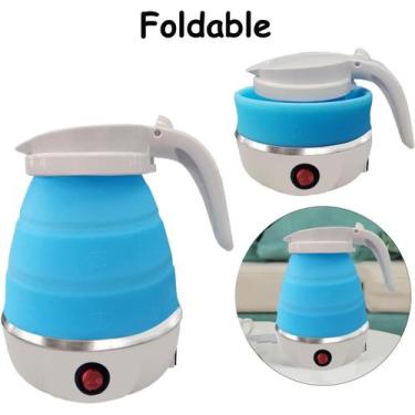 Imagem de Super Chaleira Elétrica Dobrável Silicone 600ml viagem camping escritó