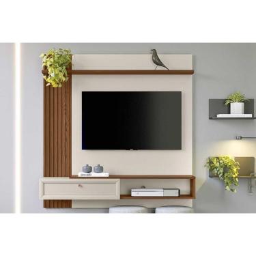 Imagem de Home P/ Tv Até 55 Pol Alvorada C/ 1 Porta E 1 Prateleira 200x130cm Freijó/off White - Linea Brasil
