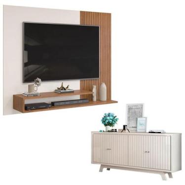 Imagem de Painel para Tv Nando Freijó Off White e Aparador Buffet Mercuri Off Wh