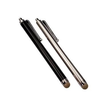 Imagem de HaawStez Caneta Stylus Stylus de metal capacitiva universal 9.0 com ponta de microfibra para smartphone, tablet, iOS/Android, dispositivos celulares com tela sensível ao toque (preto + prata, 2 peças)