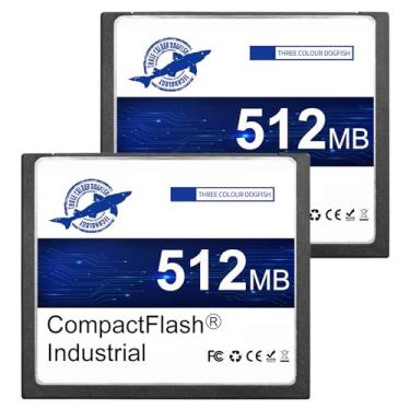 Imagem de Dogfish Pacote com 2 cartões de memória flash compactos de 512 MB de alto desempenho industrial CF tipo I FAT16 para equipamentos industriais e câmeras digitais vintage