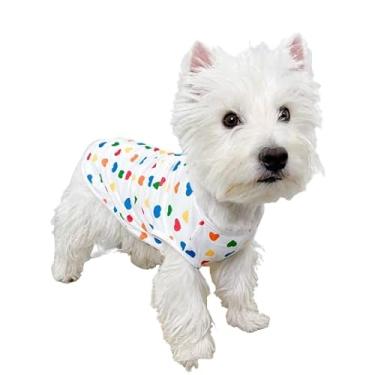 Imagem de Camisa Happy Summer com suspensório para filhotes de cachorro cor brilhante colete de renda roupas de gato pequeno médio para cães e gatos (tamanho médio para animais de estimação de 2,5 a 4 kg