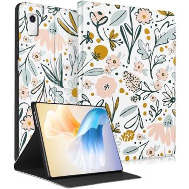 Imagem de Wazzasoft Capa para Lenovo Tab M9 de 22 cm 2023 para mulheres e meninas, capa fólio fofa, design kawaii, feminina, floral, exclusivo, para adolescentes, capa para tablet Tab M9 de 1ª geração