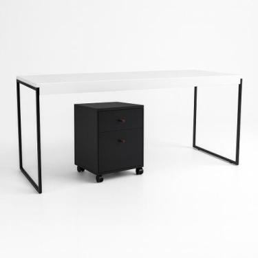 Imagem de Kit Home Office Completo Mesa Pé de Ferro + Gaveteiro Berlin MDP 4 Rod