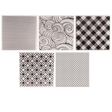 Imagem de 5 peças de pastas de relevo de fundo geométrico para fazer cartões, modelos de máquina de gravação, pasta de papel em relevo, molde de estêncil de plástico para álbum de recortes, álbum de fotos