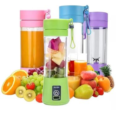 Imagem de Mini Liquidificador Portatil Mixer Juice Garrafa Portátil Cabo USB 6 Lâminas Shake Coqueteleira Eletrica Sem Fio Squeeze Recarregavel (Cores Sortidas) Mixer de Frutas, Sucos e Shakes