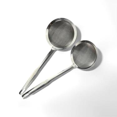 Imagem de Colher de filtro de malha fina, 14 cm de diâmetro, peneira de cozinha de aço inoxidável 304 com cabo longo