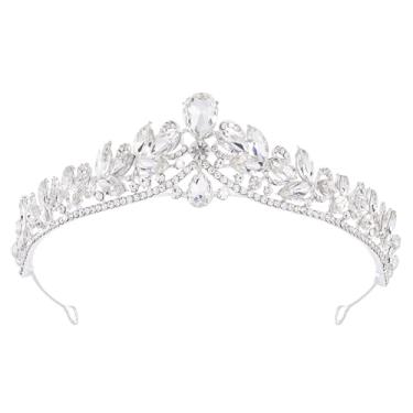 Imagem de CoTeeZa Coroa de rainha para mulheres – Coroas barrocas de casamento com folha e strass, coroa de noiva para noiva, formatura, aniversário, concurso, renascentista, dia das bruxas, acessórios de