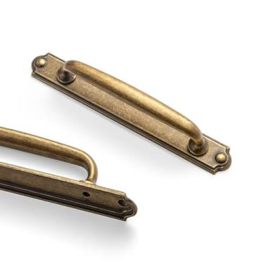 Imagem de Goo-Ki Puxadores de gaveta de puxadores de armário c-c de 12,8 cm com placa traseira/base - 2 unidades de puxador de barra de latão antigo com espaçador para ferragens de liga de zinco de cozinha