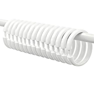 Imagem de 48 peças de anéis de cortina de chuveiro de plástico branco, ganchos de cortina de chuveiro resistentes e fáceis de usar