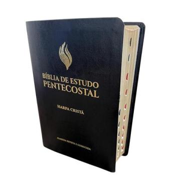 Imagem de Bíblia de estudo pentecostal media com índice luxo com harpa cristã al