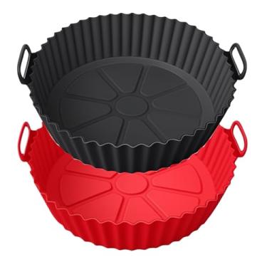 Imagem de Forros de silicone para fritadeira de ar compatíveis com Ninja AF101 4QT AF141 5QT AF150 AF161 XL MAX 5,5 QT e a maioria das fritadeiras a ar 3-5QT, acessórios antiaderentes reutilizáveis para fornos