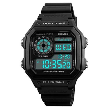 Imagem de Relógio Masculino 1299 Esportivo Digital Quadrado Multifuncional Original Luz Led (Preto)