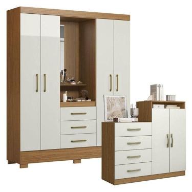 Imagem de Cômoda Londres E Guarda Roupa Solteiro Paris 2045150 Atacama Off White - Aramóveis