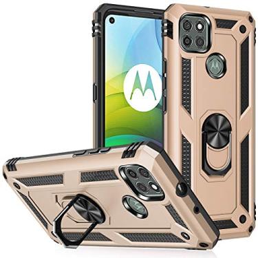 Imagem de SORAKA Capa para Motorola Moto G9 Power com suporte de anel capa protetora Motorola Moto G9 Power capa traseira de policarbonato rígido com placa de metal para celular magnético suporte de carro