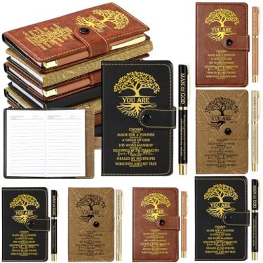 Imagem de Thenshop Presentes cristãos, diário de oração de couro, igreja, pastor, homem de Deus, presente de apreciação do clero, caderno religioso com canetas de versículo da Bíblia para homens e mulheres