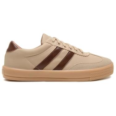 Imagem de Tênis Creme Casual Byara Samba Base Confortável De Amarrar (Bege, BR, Adulto, Numérico, 35)