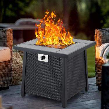 Imagem de Mesa de fogueira de propano de 71 cm, mesa retangular de 50.0000BTU com capa, superfície de cerca de aço resistente e ferro, certificado de segurança CSA, companheiro para o seu jardim