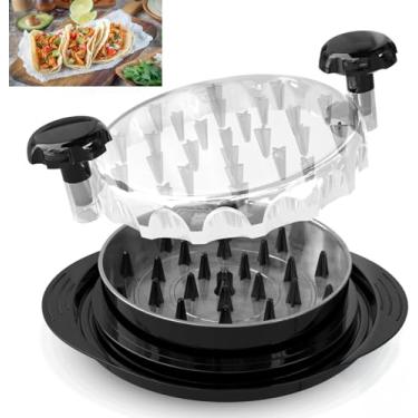 Imagem de Ferramenta de triturador de peito de frango com placa removível – Triturador de carne manual grande com tampa transparente e escova, alça ergonômica, pode ser lavada na lava-louças (preto)
