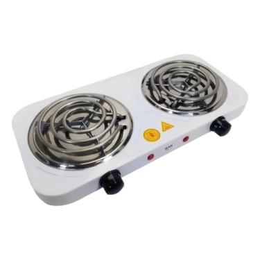 Imagem de Fogão Elétrico Portátil Cooktop 2 Bocas 2000W 110V Placa Aquecedor Resistência Mesa Kitnet Auxiliar