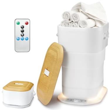 Imagem de Aquecedor de toalha dobrável atualizado para banheiro - Aquecedores de toalhas aquecidos de luxo de 27L balde com ajuste de tempo, desligamento automático, cabe até duas toalhas grandes de 101 x 172