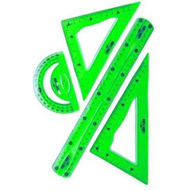 Imagem de Kit Geométrico De Réguas Flexível Com 4 Peças Escolar - Leo&Leo , Verd