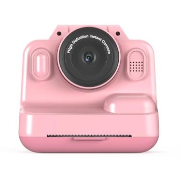Imagem de Câmera de impressão instantânea infantil – Câmera digital divertida e fácil de usar para crianças, impressora de fotos instantâneas, para aniversários, feriados e atividades familiares (rosa)