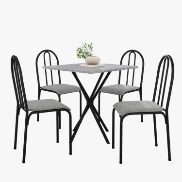 Imagem de Kit Mesa Diamante 544 Sala de Jantar 4 Cadeiras Pés Tubular